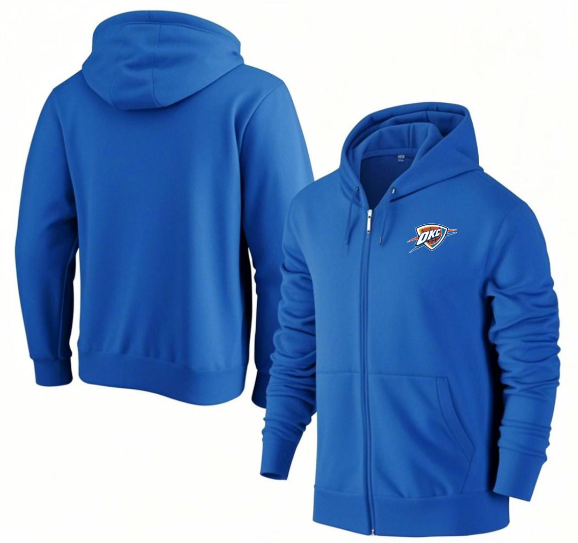 Men Oklahoma City Thunder Blue Zipper hoodie 2025 NBA Jersey style 1->minnesota timberwolves->NBA Jersey